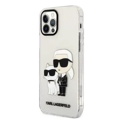 Karl Lagerfeld IML Glitter Karl and Choupette NFT Zadní Kryt pro iPhone 12/12 Pro Transparent