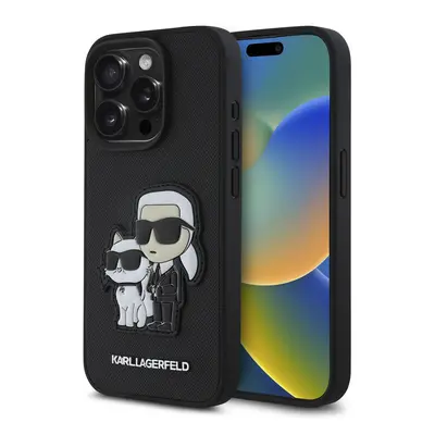 Zadní kryt Karl Lagerfeld PU Saffiano Karl and Choupette pro iPhone 15 Pro Max Black