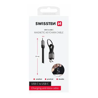 Magnetický kabel Swissten Keychain USB-C - USB-C 9,7 cm