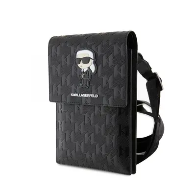 Karl Lagerfeld Saffiano Monogram Wallet Phone Bag Ikonik NFT Black