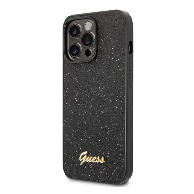 Guess PC/TPU Glitter Flakes Metal Logo Zadní Kryt pro iPhone 14 Pro Black