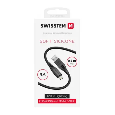 Datový kabel Swissten Soft Silicone USB-A - Lightning 0,4 m černý