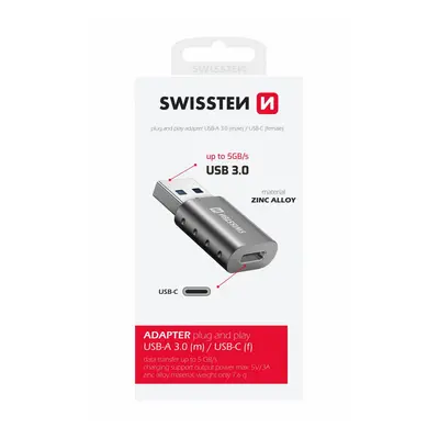 Swissten adapter usb-a(m)/usb-c(f)