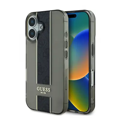 Zadní kryt Guess IML Middle 4G Stripe pro iPhone 16 Black