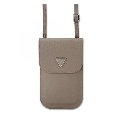 Kabelka na mobil Guess PU Grained Triangle Logo Brown