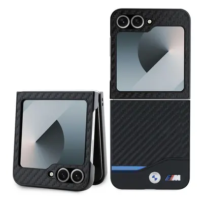 Zadní kryt BMW M PU Carbon Blue Line pro Samsung Galaxy Z Flip 6 Black