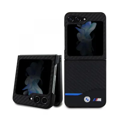 Zadní kryt BMW M PU Carbon Blue Line pro Samsung Galaxy Z Flip 5 Black