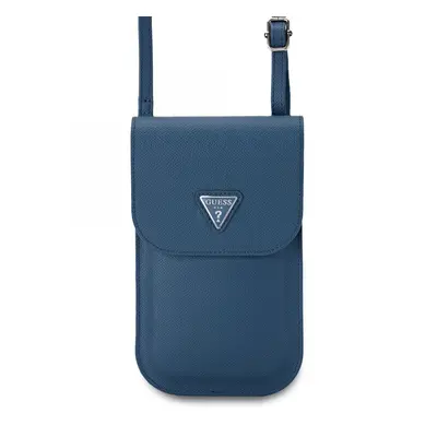 Kabelka na mobil Guess PU Grained Triangle Logo Blue