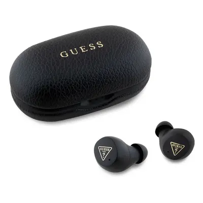 Bezdrátová sluchátka Guess PU Grained ENC TWS Black