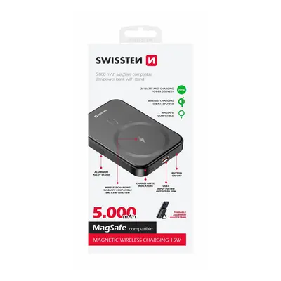 Powerbanka Swissten s funkcí rychlonabíjení 20W 5000 mAh (kompatibilní s magsafe)