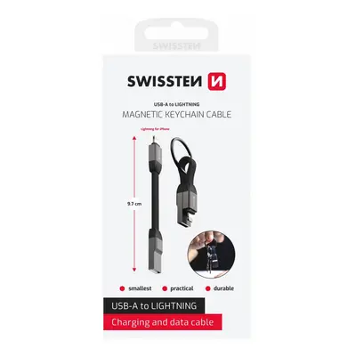 Magnetický kabel Swissten Keychain USB-A - Lightning 9,7 cm