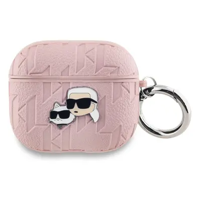 Pouzdro Karl Lagerfeld PU Embossed Karl and Choupette Heads pro AirPods 3 Pink