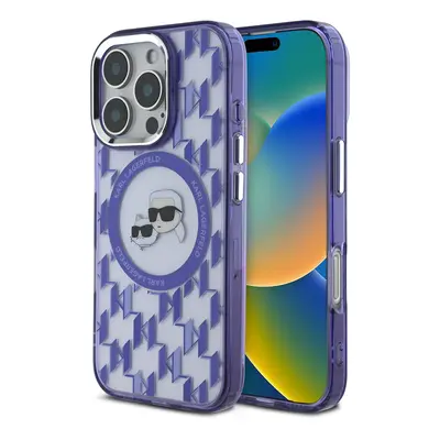 Zadní kryt Karl Lagerfeld IML Monogram K&CH Heads MagSafe pro iPhone 16 Pro Max Purple