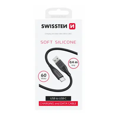 Datový kabel Swissten Soft Silicone USB-A - USB-C 0,4 m černý