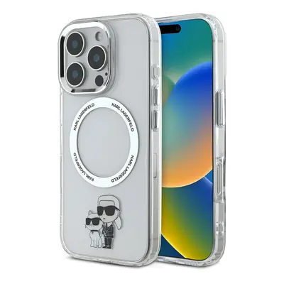 Zadní kryt Karl Lagerfeld IML Karl and Choupette MagSafe pro iPhone 16 Pro Max Transparent