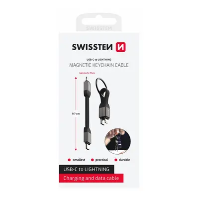 Magnetický kabel Swissten Keychain USB-C - Lightning 9,7 cm