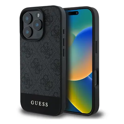 Zadní kryt Guess PU 4G Stripe pro iPhone 16 Pro Grey