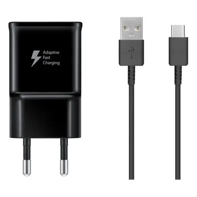 Cestovní nabíječka Samsung EP-TA200EBE + EP-DR140ABE 15W + kabel USB-C černá (OOB Bulk)