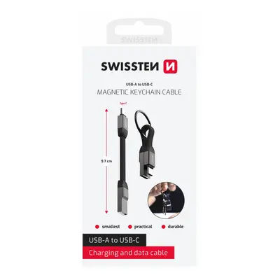 Magnetický kabel Swissten Keychain USB-A - USB-C 9,7 cm