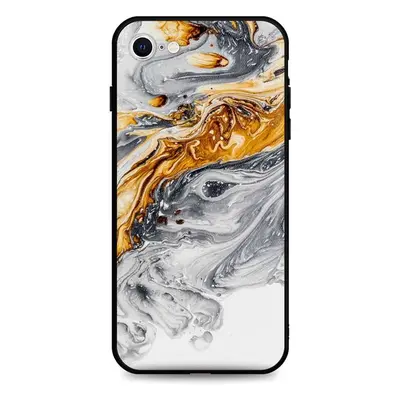 Kryt TopQ LUXURY iPhone SE 2022 pevný Marble šedo-zlatý 74090