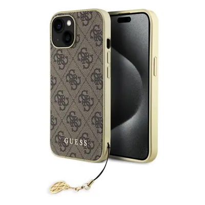 Guess 4G Charms Zadní Kryt pro iPhone 15 Brown