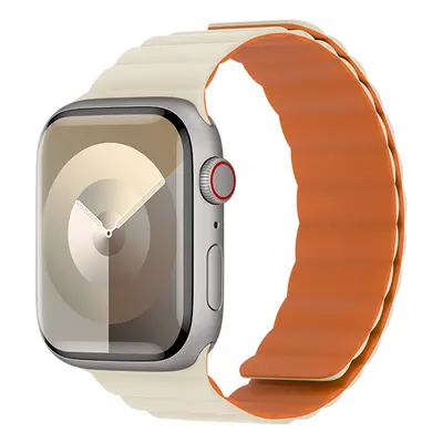 Magnetický silikonový řemínek Benks pro Apple Watch 42-44-45-49 béžovo-oranžový