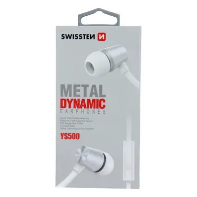 Sluchátka swissten earbuds dynamic ys500 stříbrno/bílá