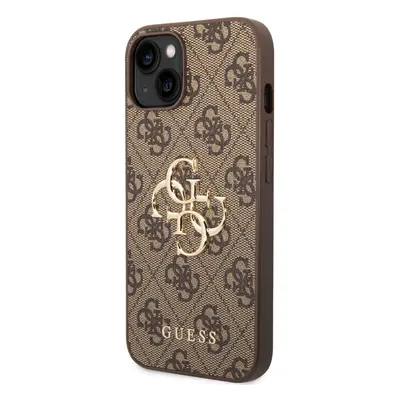 Guess PU 4G Metal Logo Zadní Kryt pro iPhone 14 Plus Brown