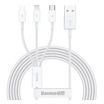 Baseus CAMLTYS-02 Superior Fast Charging Datový Kabel 3v1 USB-C, Lightning, MicroUSB 1.5m White