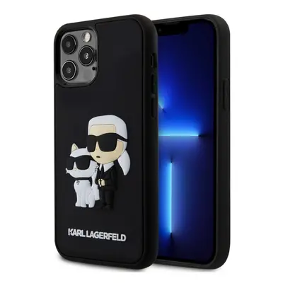 Karl Lagerfeld 3D Rubber Karl and Choupette Zadní Kryt pro iPhone 12/12 Pro Black