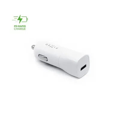 Autonabíječka FIXED s USB-C výstupem a podporou PD, 18W, bílá