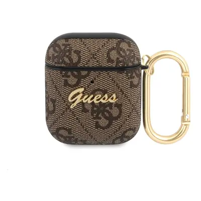 Guess 4G Script PC/PU Pouzdro pro Airpods 1/2 Brown