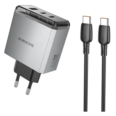 Rychlonabíječka Borofone BN22 Lena GaN vč. datového kabelu USB-C 65W šedá