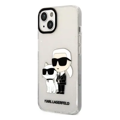 Karl Lagerfeld IML Glitter Karl and Choupette NFT Zadní Kryt pro iPhone 13 Transparent