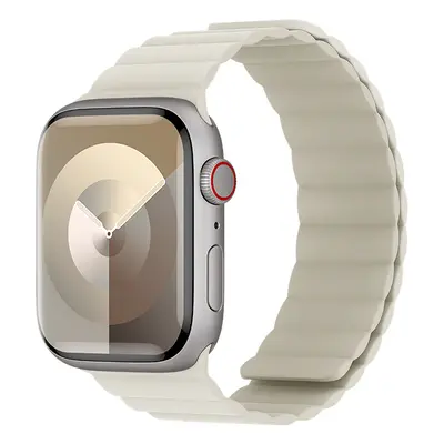 Magnetický silikonový řemínek Benks pro Apple Watch 42-44-45-49 béžový