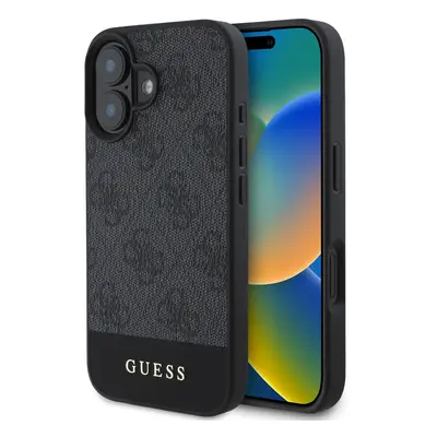 Zadní kryt Guess PU 4G Stripe pro iPhone 16 Grey