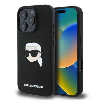 Zadní kryt Karl Lagerfeld Liquid Silicone Karl Head MagSafe pro iPhone 16 Pro Black