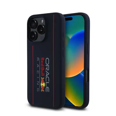 Zadní kryt Red Bull Silicone Vertical Logo MagSafe pro iPhone 16 Pro Max Navy