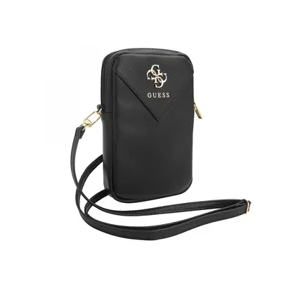 Guess PU Grained 4G Metal Logo Walltet Phone Bag Zipper Black