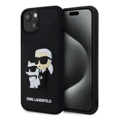 Karl Lagerfeld 3D Rubber Karl and Choupette Zadní Kryt pro iPhone 15 Black