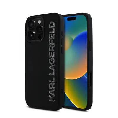 Zadní kryt Karl Lagerfeld 3D Rubber Glitter Logo pro iPhone 16 Pro Max Black