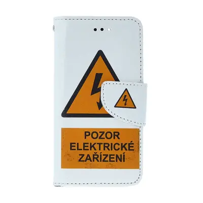 Pouzdro TopQ iPhone SE 2020 knížkové Pozor elektrické zařízení 49764