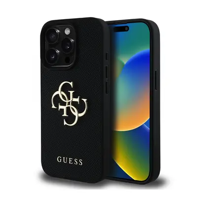 Zadní kryt Guess PU Grained 4G Metal Logo pro iPhone 15 Pro Max Black