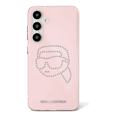 Originální zadní kryt KARL LAGERFELD Rhinestones Karl Head Logo pro Samsung Galaxy S25 pink