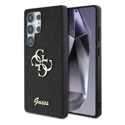 Originální zadní kryt GUESS Fixed Glitter Big 4G Metal Logo pro Samsung Galaxy S25 Ultra black