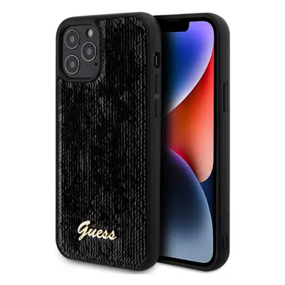 Zadní kryt Guess Sequin Script Logo pro iPhone 12 - 12 Pro Black