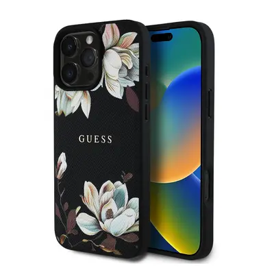 Zadní kryt Guess PU Grained Magnolia MagSafe pro iPhone 16 Pro Black