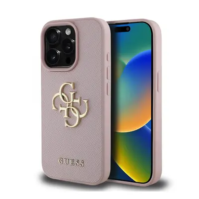 Zadní kryt Guess PU Grained 4G Metal Logo pro iPhone 15 Pro Max Pink