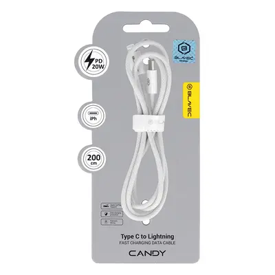 Datový kabel Blavec Candy Braided USB-C - Lightning PD 20W 2,4A 2m (CCA-CL24W20) bílý