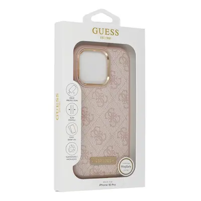 Originální zadní kryt GUESS 4G Logo Plate Magsafe GUHMP16LU4GPRP pro iPhone 16 Pro pink